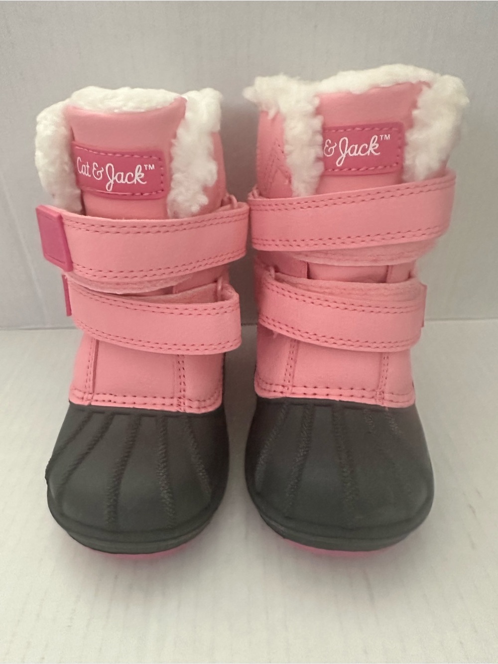 Cat & Jack Pink and Black Toddler Duck Boots with Faux Fur size 6